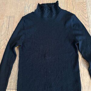 ZARA KNIT SWEATER TOP LONG SLEEVE M BLACK 9874 / 111